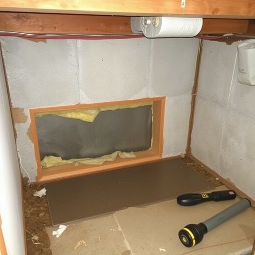 Abbildung 18: Bauteilöffnung am Estrichrand, durchfeuchtete Dämmlage sichtbar (Beispielfoto)